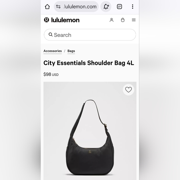 Lululemon City Essentials Shoulder Bag 4L Black NWT - Picture 12 of 15